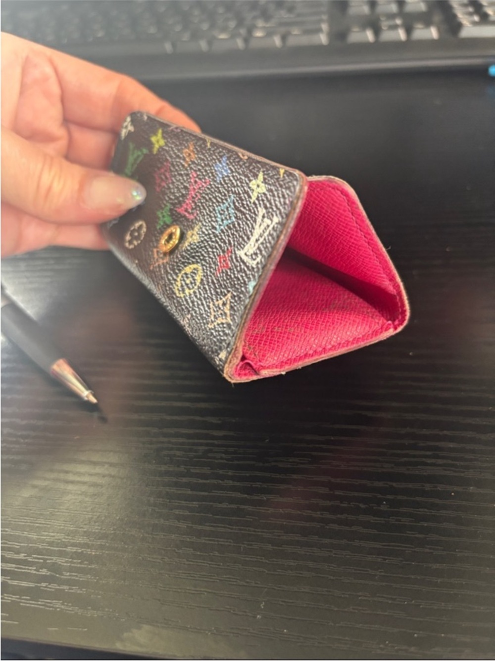 ✨Authentic Louis Vuitton Black Multicolor Monogram Multicles 4 Key Case Wallet✨ - Picture 13 of 16